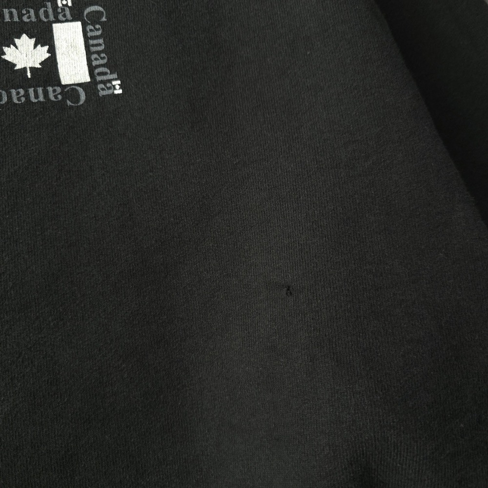 Vintage 90s Fruit of the Loom Black Sweatshirt XXL Canada Flag Heavyweight - Picture 7 of 11